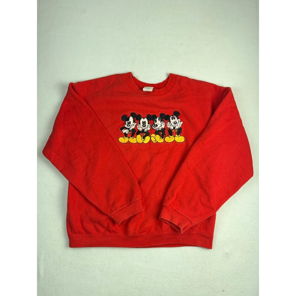 Vintage Disney Catalog Mickey Mouse Embroidered Red Crewneck Sweatshirt Mens M